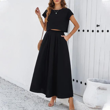 Vyra - Stylish crop shirt and long skirt set