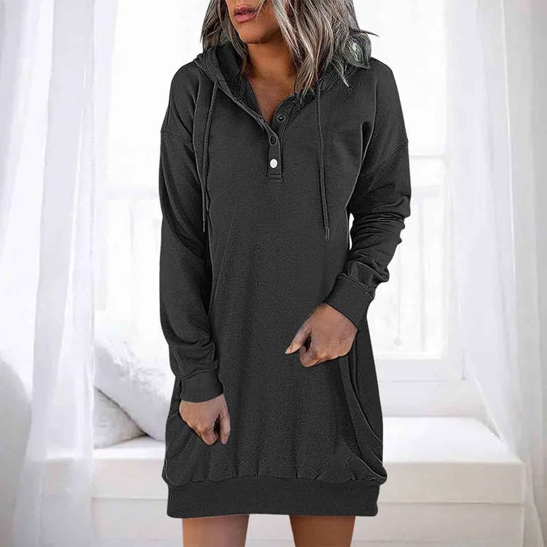 Emmeline - Relaxed and comfortable women's winter dress with hood