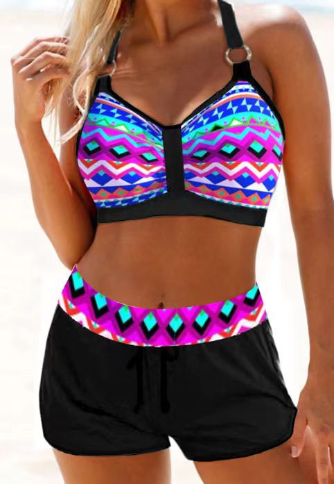 Dana - Printed Halter Tankini Set