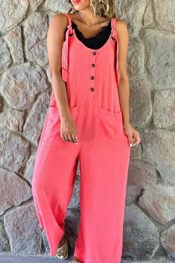 Lena - button straps solid jumpsuits