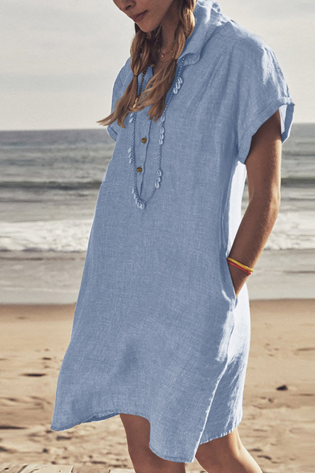 Neky - button-down cotton linen beach dress