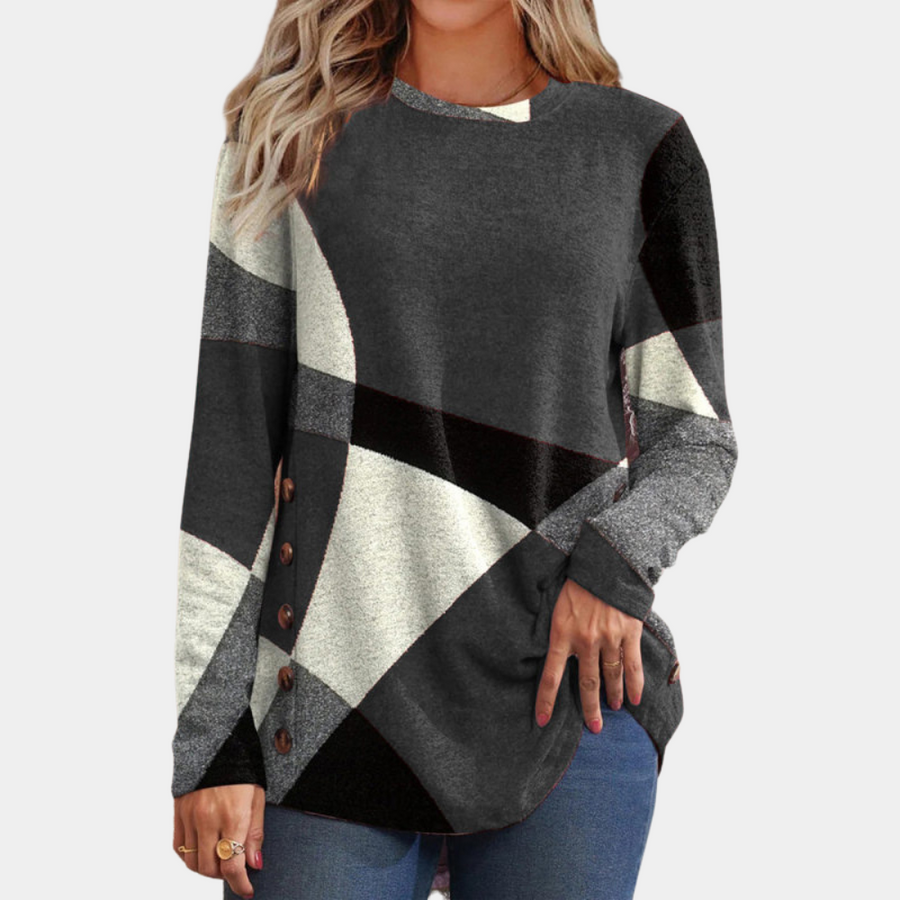 Helena - Stylish warm sweater with colour block