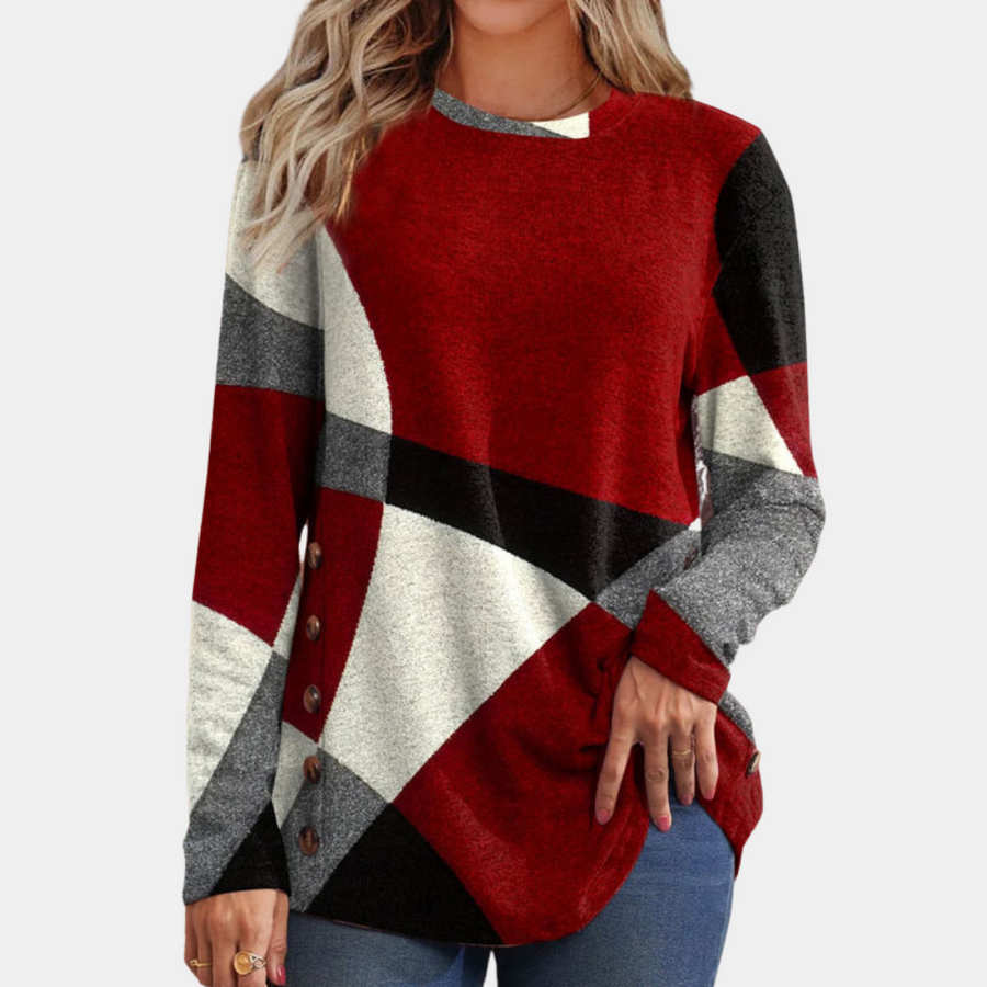 Helena - Stylish warm sweater with colour block