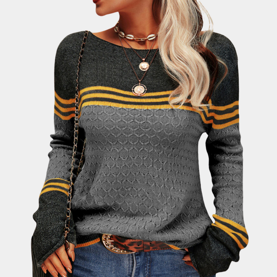 Solene - Women's loose chic knitted striped warm sweater