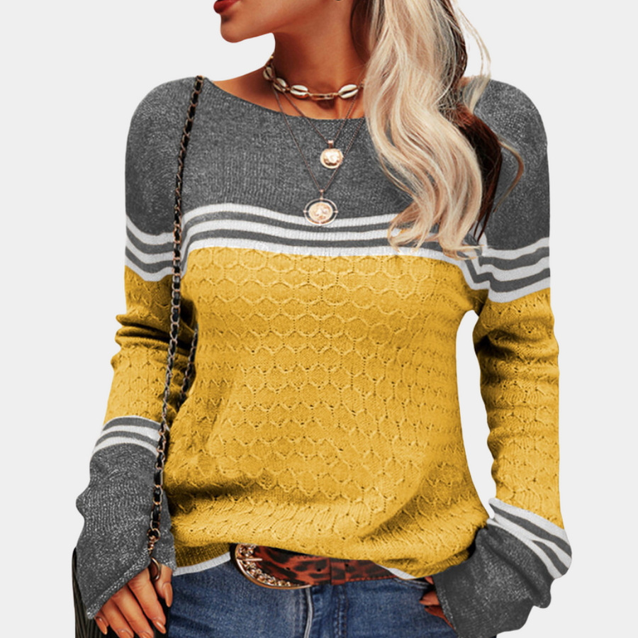 Solene - Women's loose chic knitted striped warm sweater