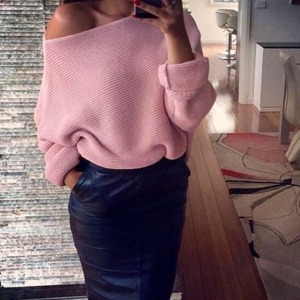 Marlene - Chic knitted off-shoulder warm sweater