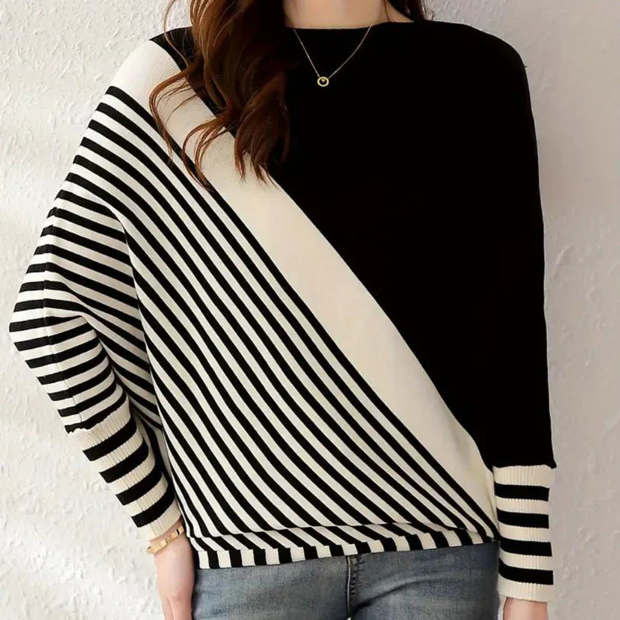 Evienne - Cosy striped batwing sweater