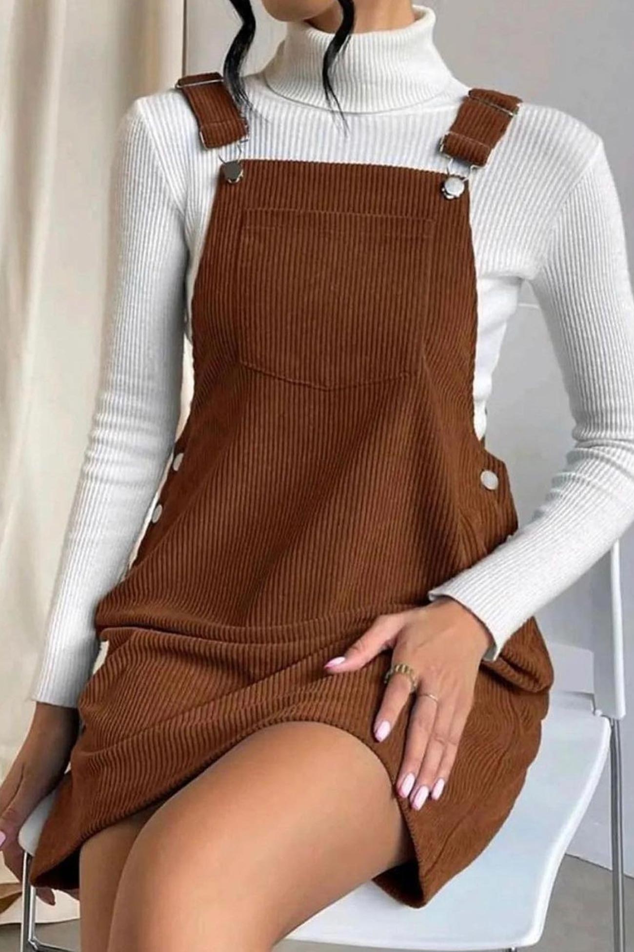 Victoria - corduroy button strap dress