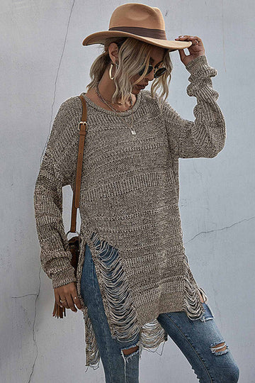 Kiana - crew neck split tassel sweater