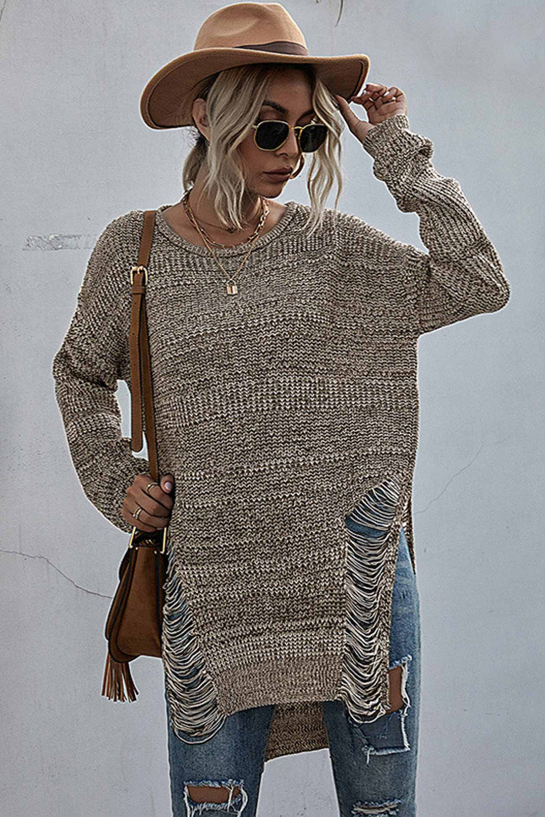 Kiana - crew neck split tassel sweater