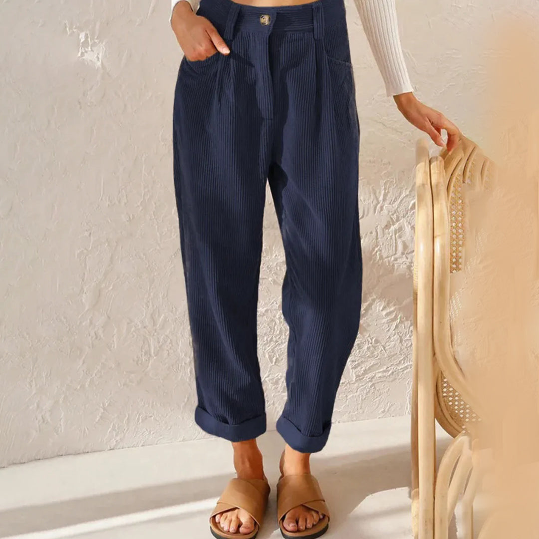 Paula - Stylish corduroy high-waist trousers