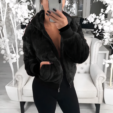 Vinnette - Stylish faux fur hooded bomber jacket