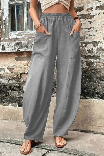 Frieda - elastic waist pocketed harem pants