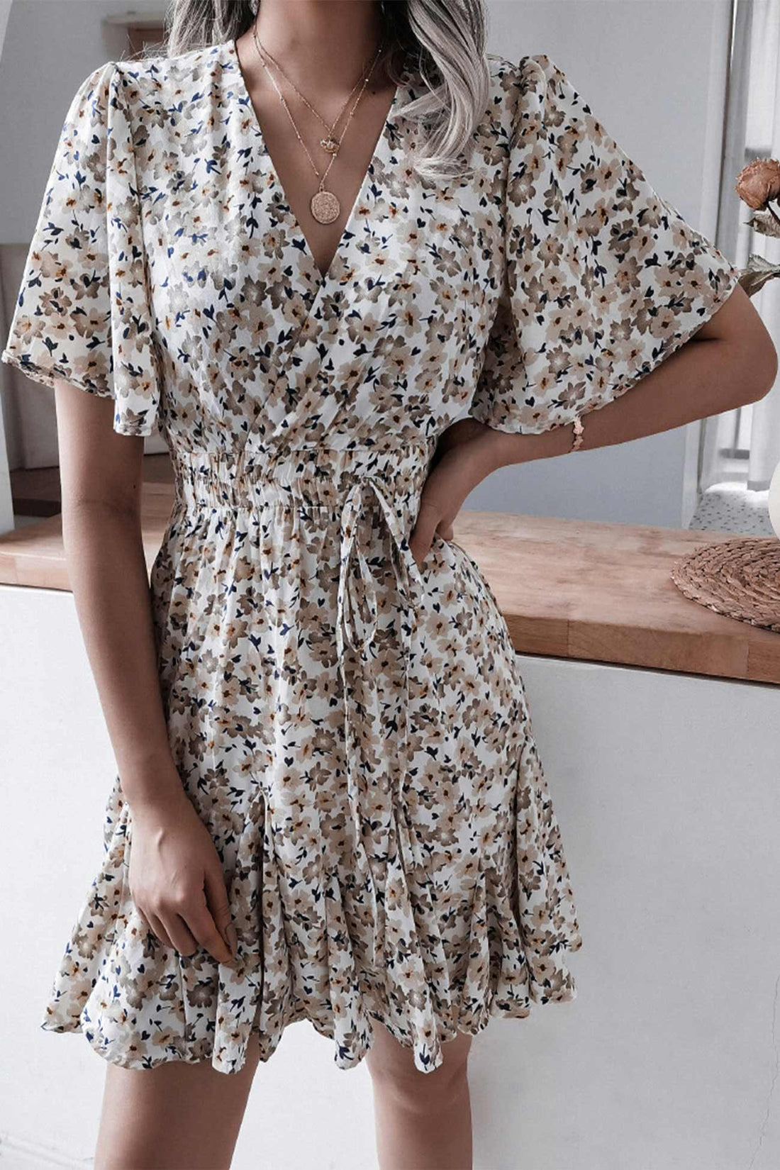 Kaye - floral print chiffon mini dress