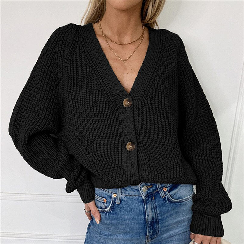 Eileen - Chic versatile knitted deep v-neck cardigan