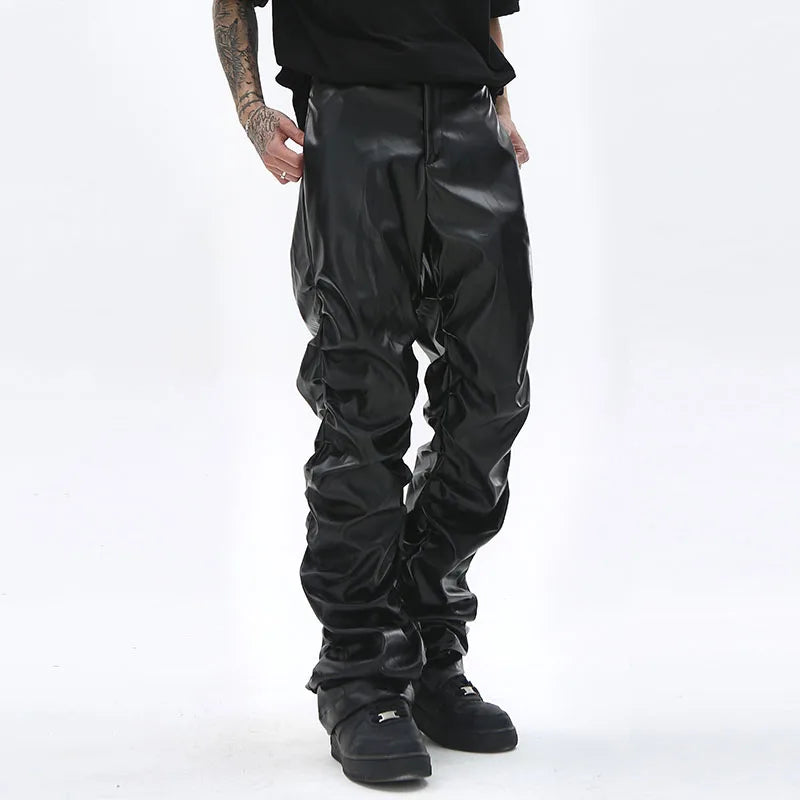 Deandre - Pleated Leather Pants