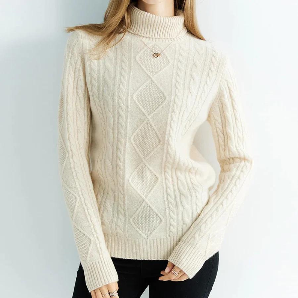 Elena - Women's chic knitted cashmere turtleneck sweater