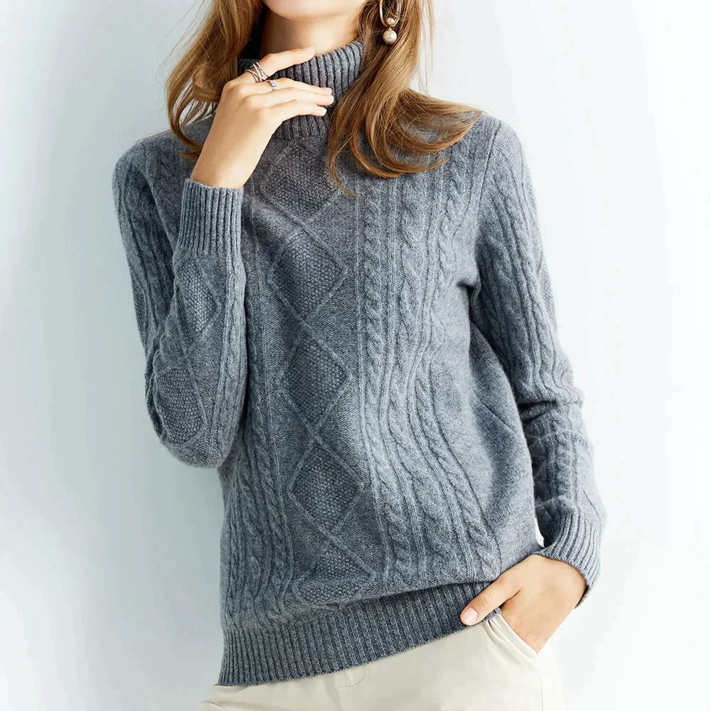 Elena - Women's chic knitted cashmere turtleneck sweater