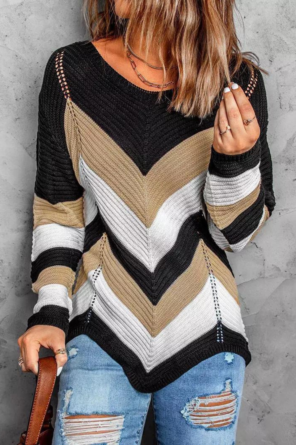 Brianna - Fashionable striped knitted winter sweater