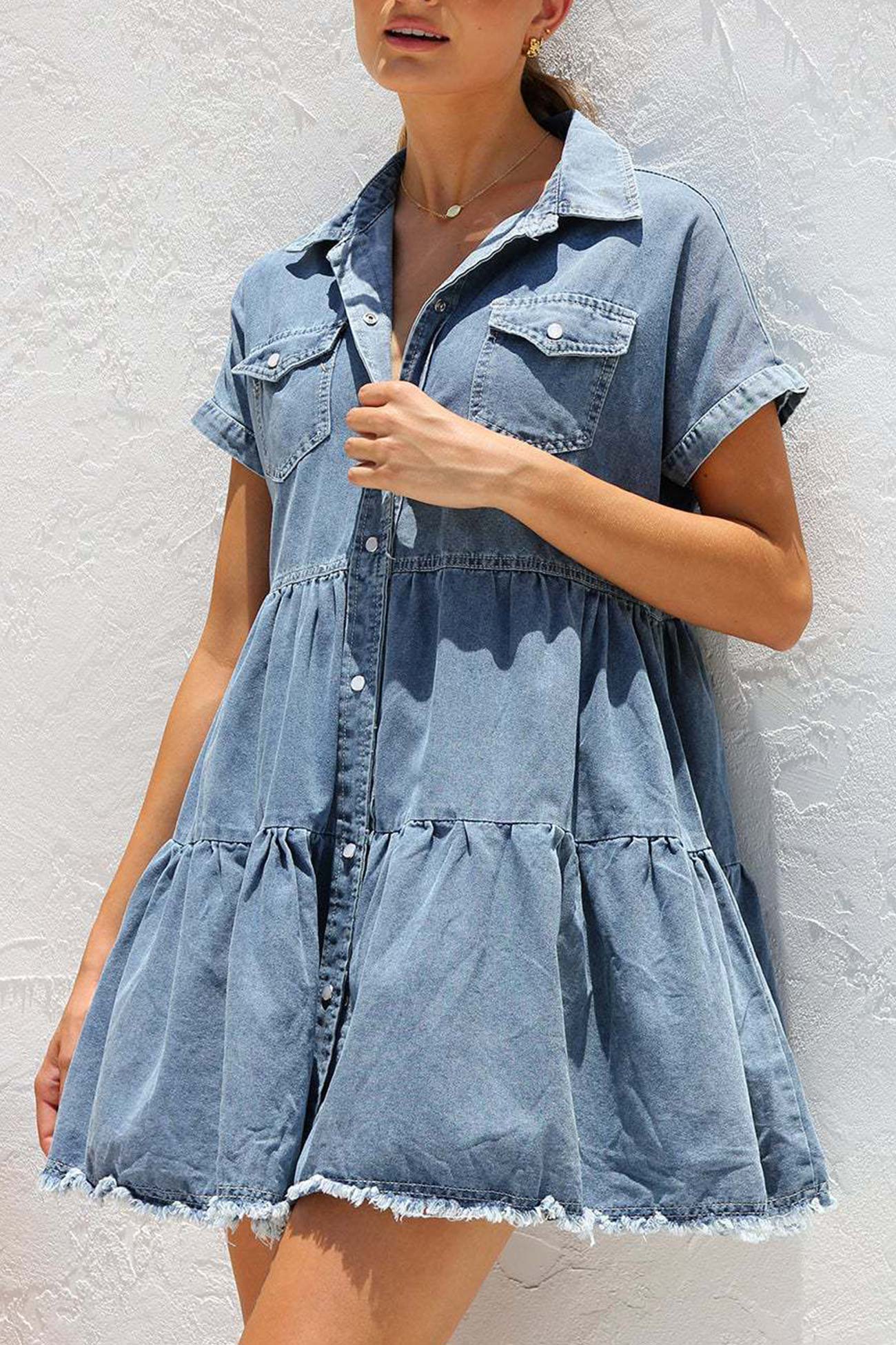 Lotte - short sleeve denim dress