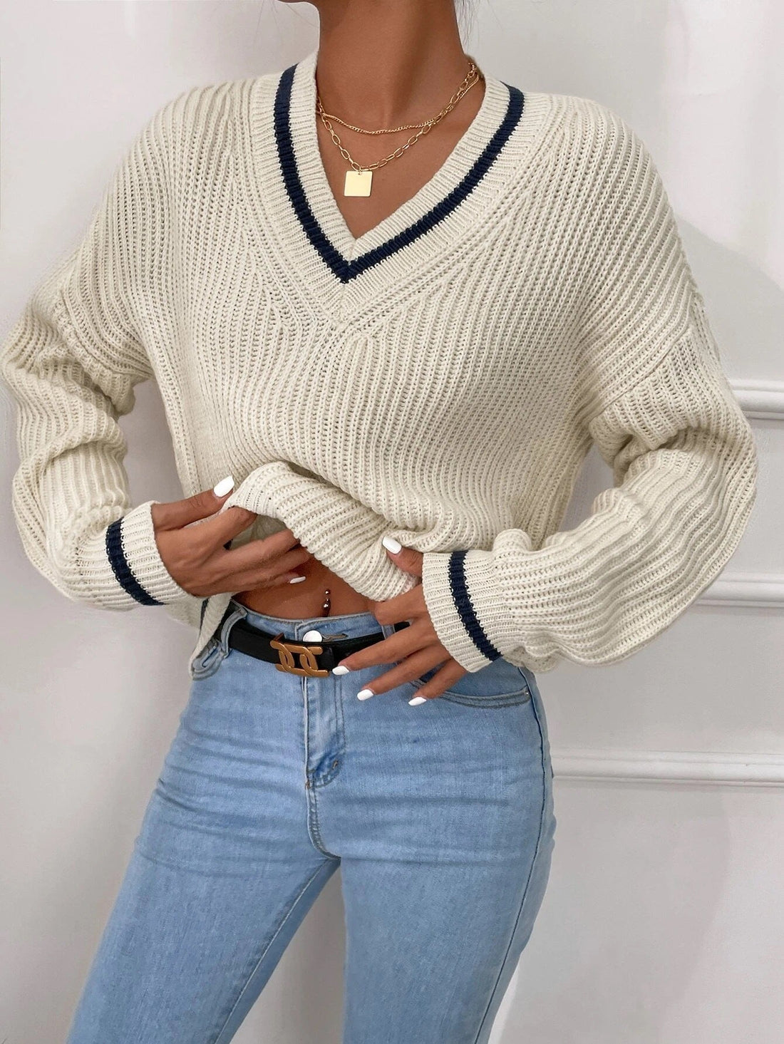 Marielle - Stylish knitted v-neck warm sweater