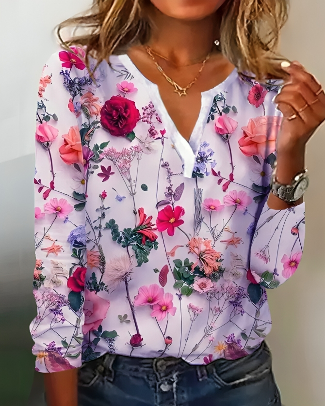 Roxie - Cosy floral long-sleeve blouse