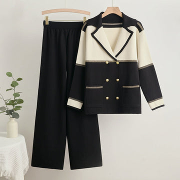 Tiffany - Elegant stylish coat and wide-leg trousers set