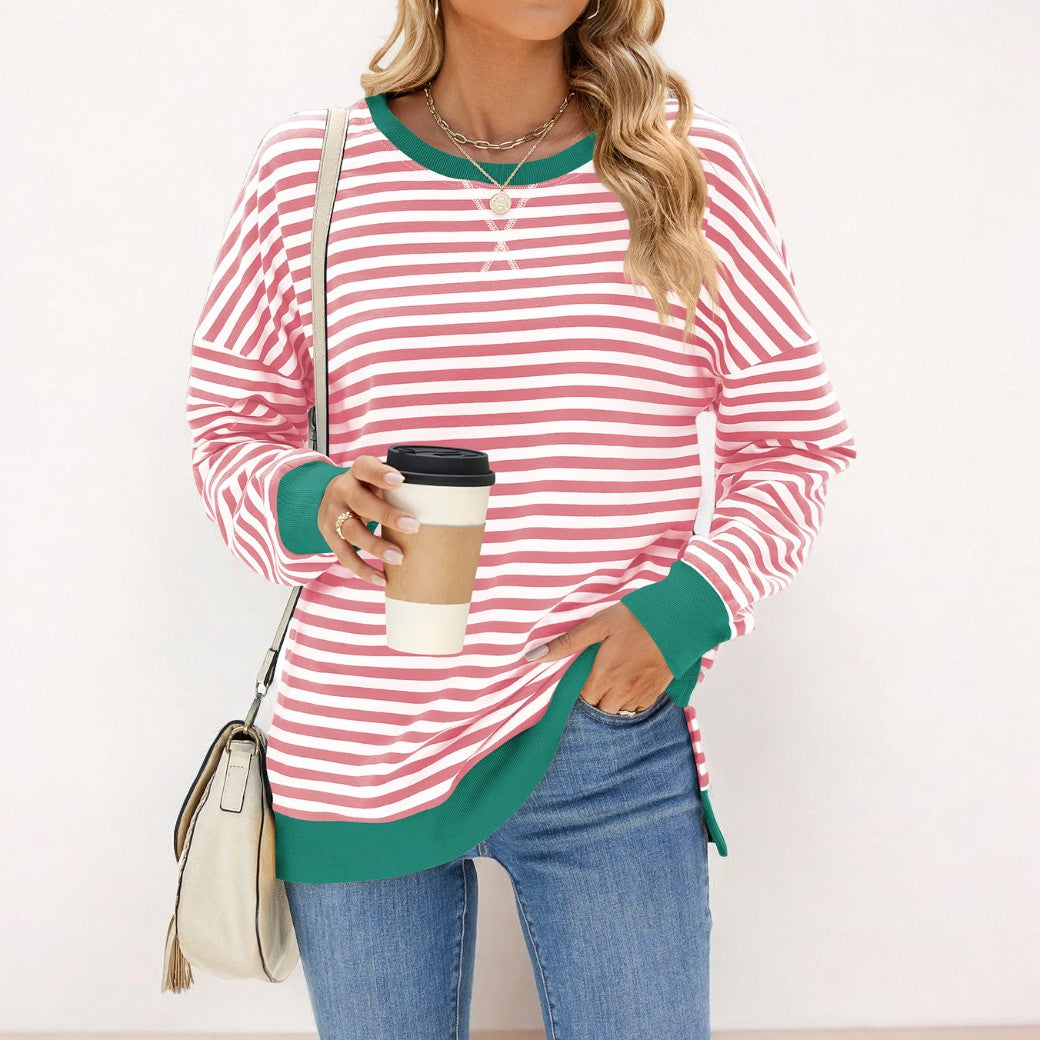 Trisha - Stylish colourful stripe loose sweater