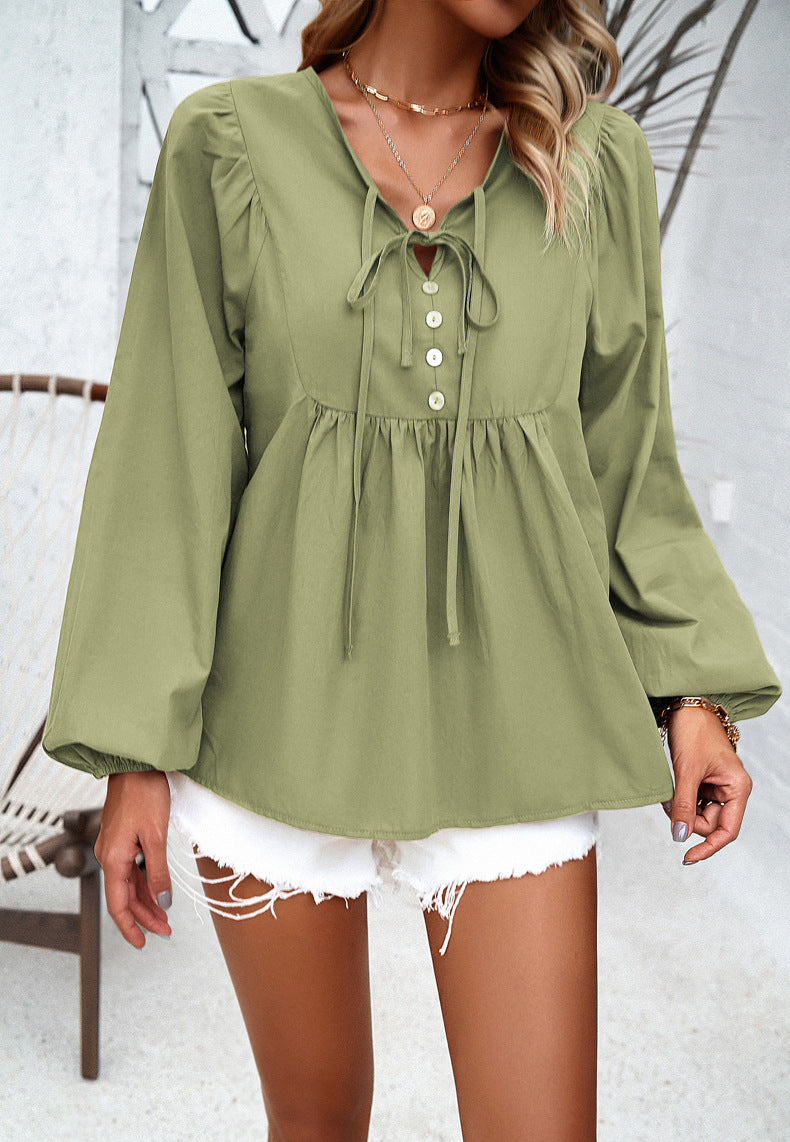 Tracie - Chic casual loose blouse with buttons