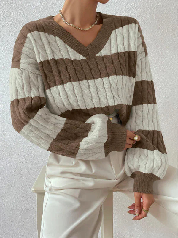 Heloise - Cozy striped knitted warm winter sweater