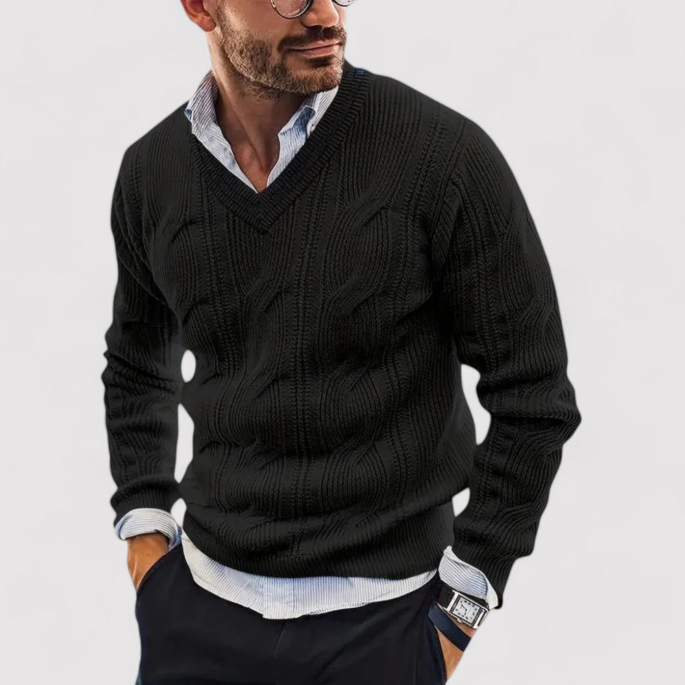 Davian - Elegant men's v-neck knitted sweater