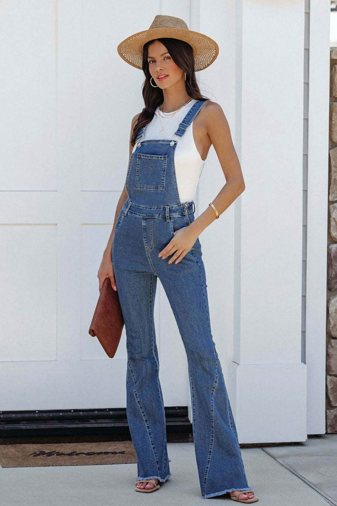 Erich - open back flared denim jumpsuits