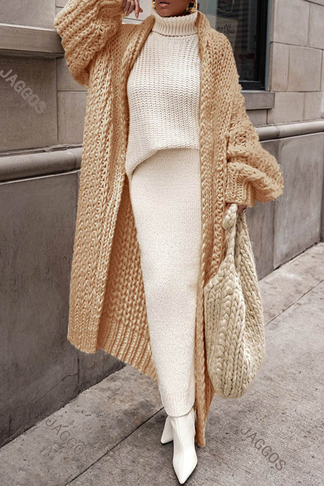 Kim - Elegant knitted long winter cardigan