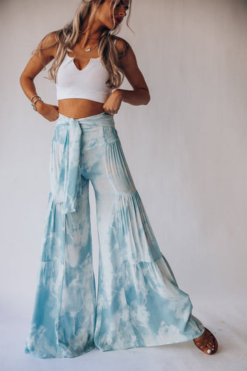 Diana - printed wide leg long pants