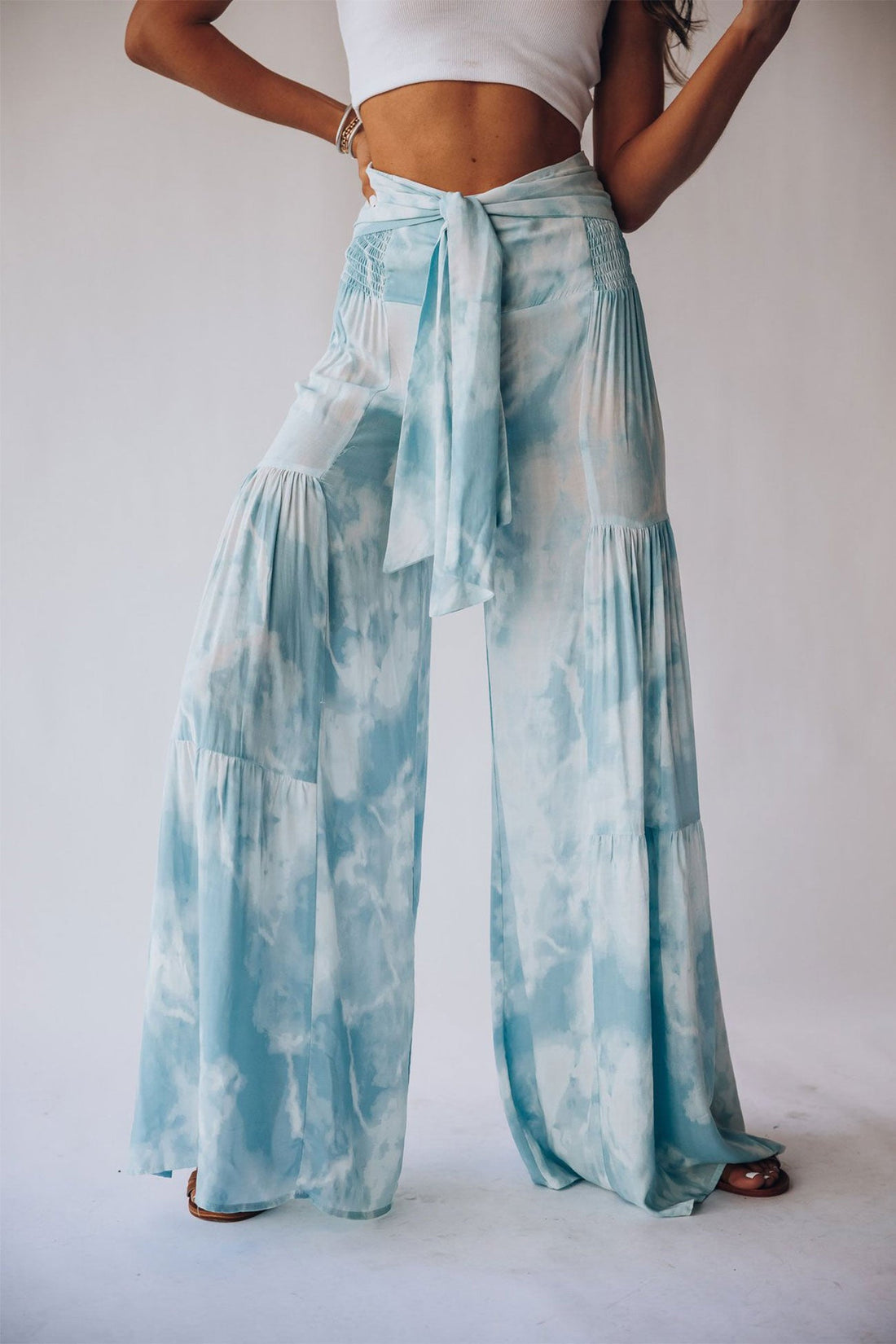 Diana - printed wide leg long pants