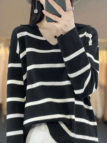 Nadine - Stylish classic striped winter sweater