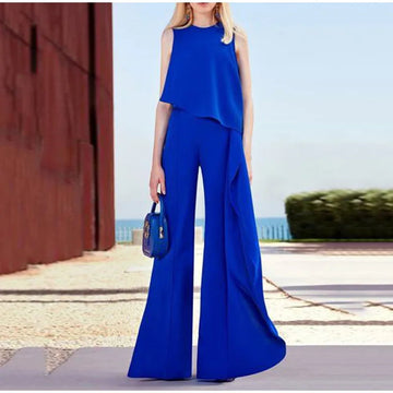 Tressa - Elegant stylish sleeveless ruffle wide-leg jumpsuit