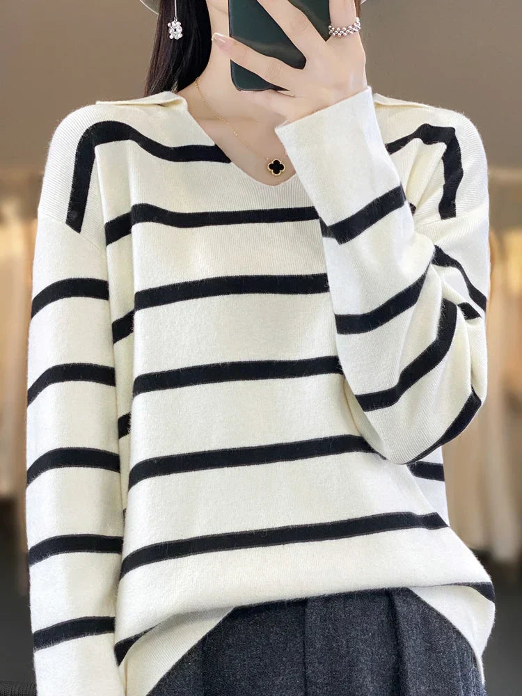 Nadine - Stylish classic striped winter sweater