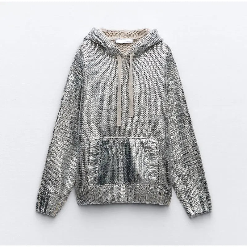 Brittany - Silver Metallic Hoodie