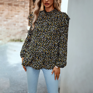 Coralyn - Elegant stylish floral long-sleeve blouse