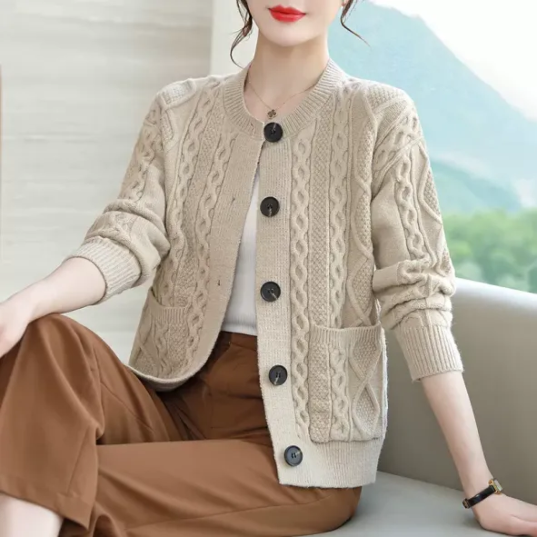 Gillian - Chic cable knit warm cardigan