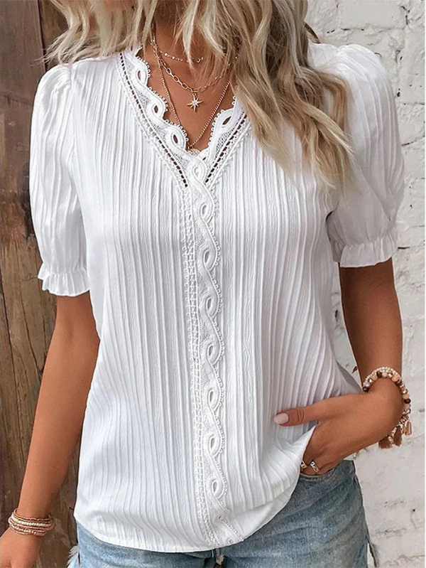 Rosemarie - Elegant stylish v-neck short-sleeve blouse