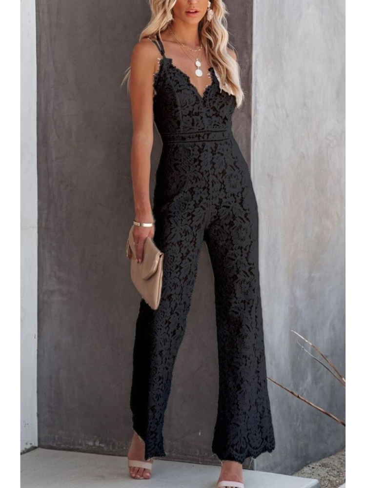 Eulalia - V-neck Lace Jumpsuit