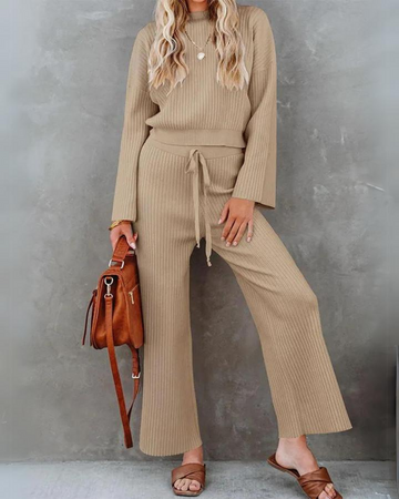 Verla - Stylish round-neck long-sleeve top and trousers set