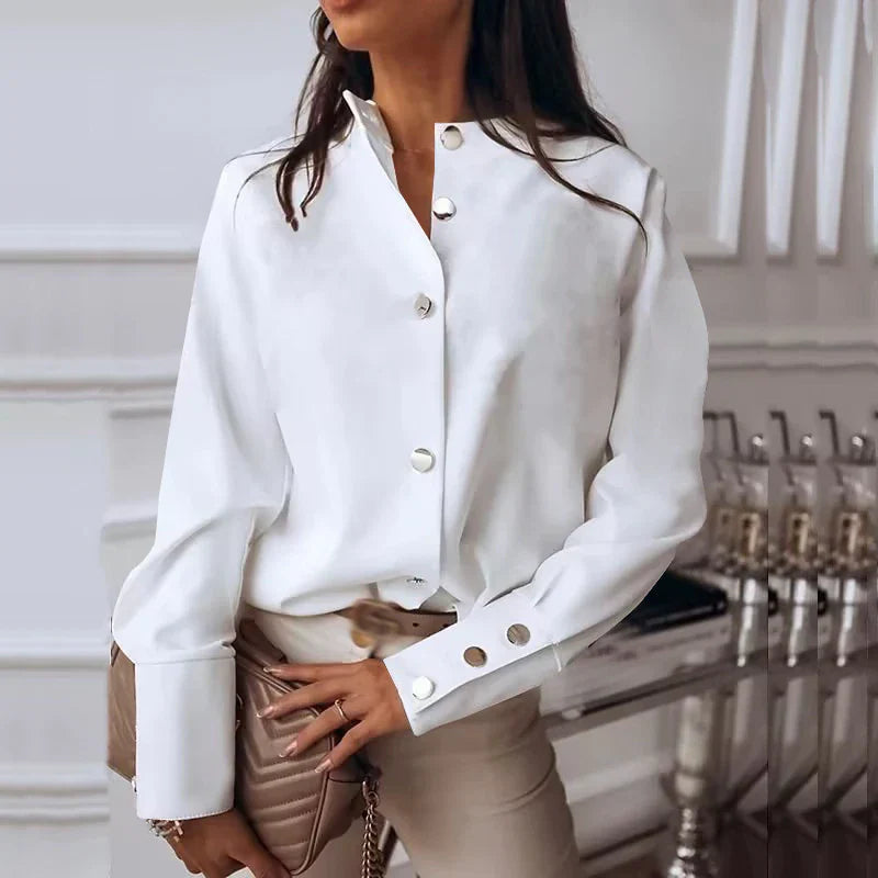 Latisha - Elegant timeless long-sleeve blouse with buttons