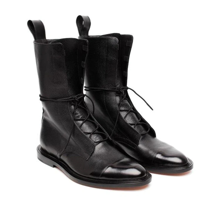 Susainne - women's leather boots with pointed-toe section