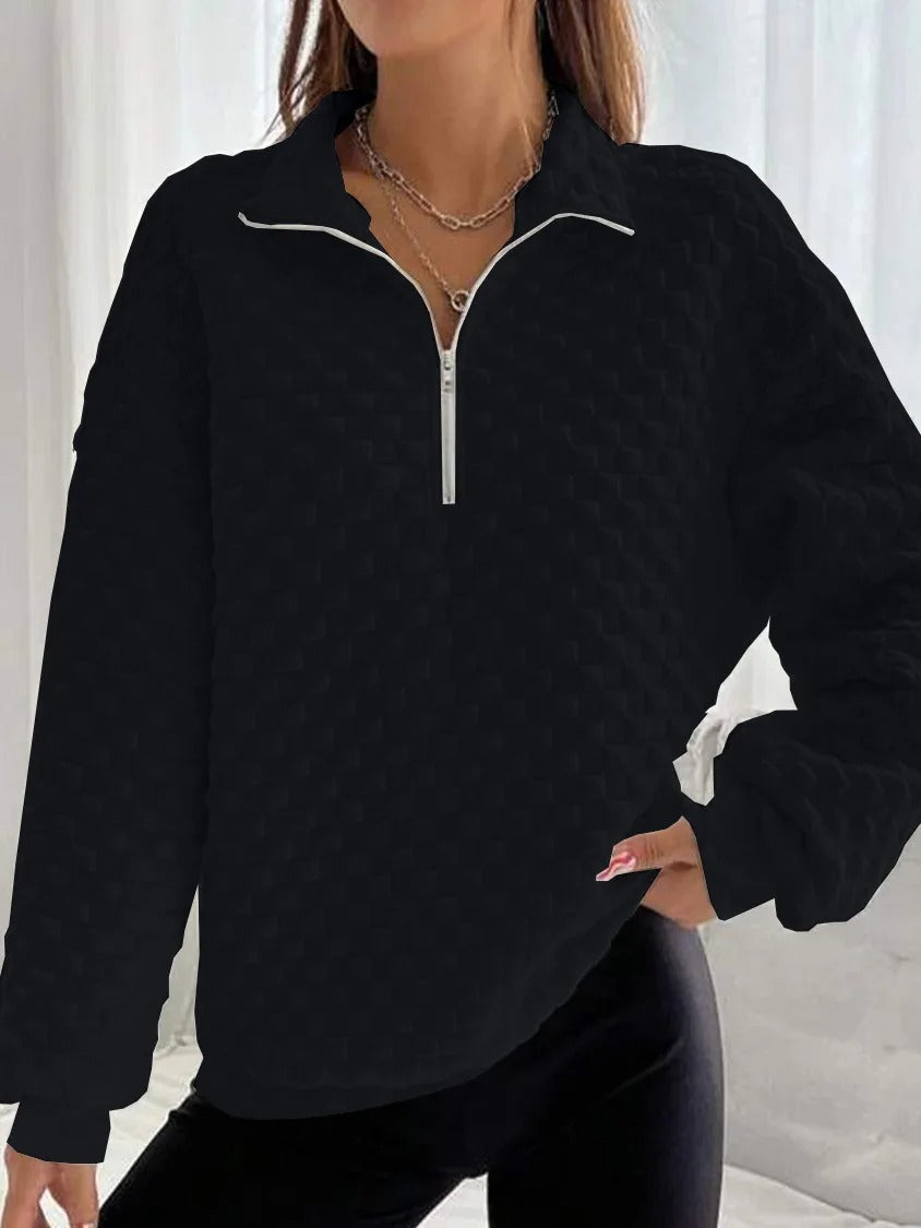 Clara - Trendy stylish v-neck zip up sweater