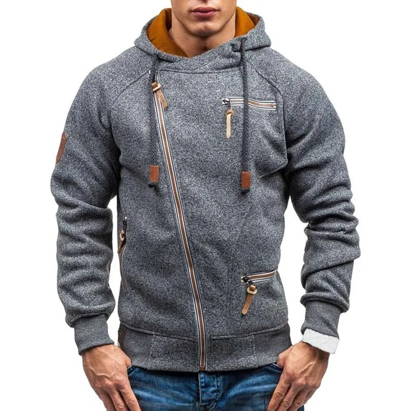 Kian - Stylish slanted zip hooded jacket