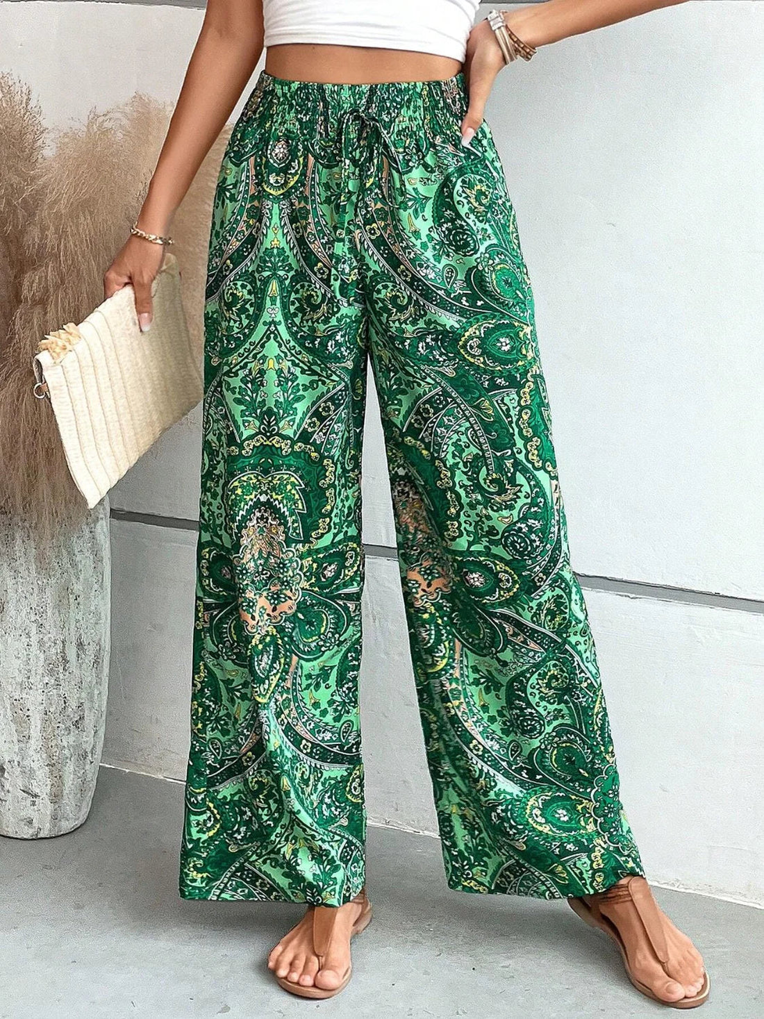 Maisy - Stylish printed wide-leg trousers