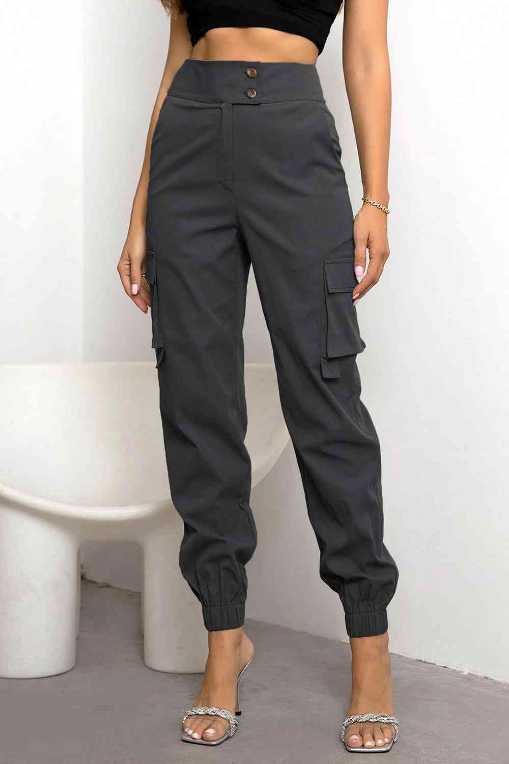 Vilma - Casual high-waist cargo jogger trousers